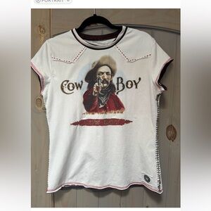 Double D Ranch off white and Red Short Sleeve Tees